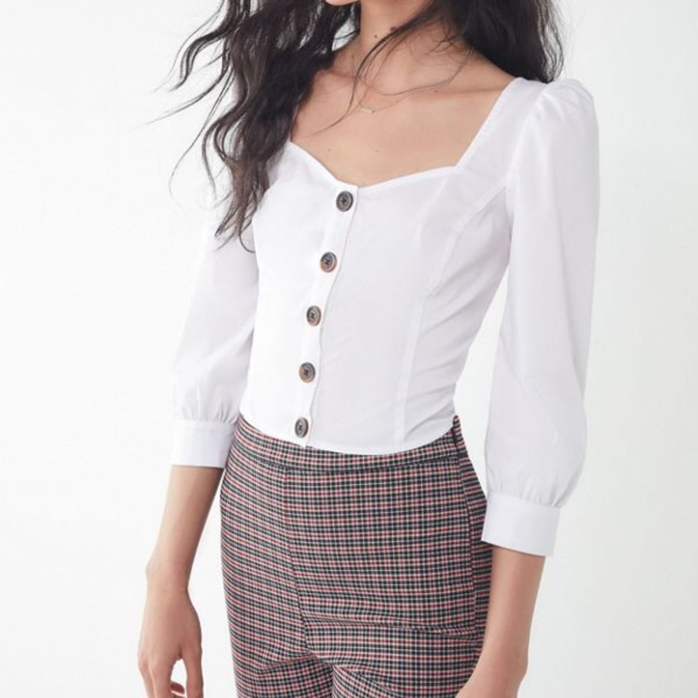 UO Chloe Balloon Sleeve Button-Down Top